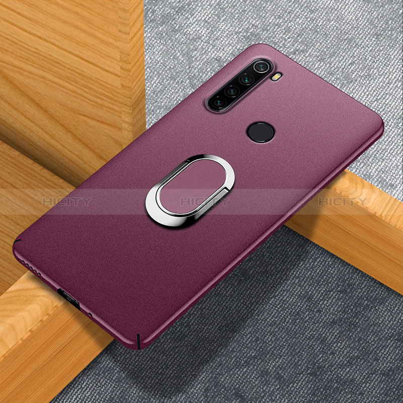 Custodia Plastica Rigida Cover Opaca con Magnetico Anello Supporto K01 per Xiaomi Redmi Note 8 (2021) Rosso