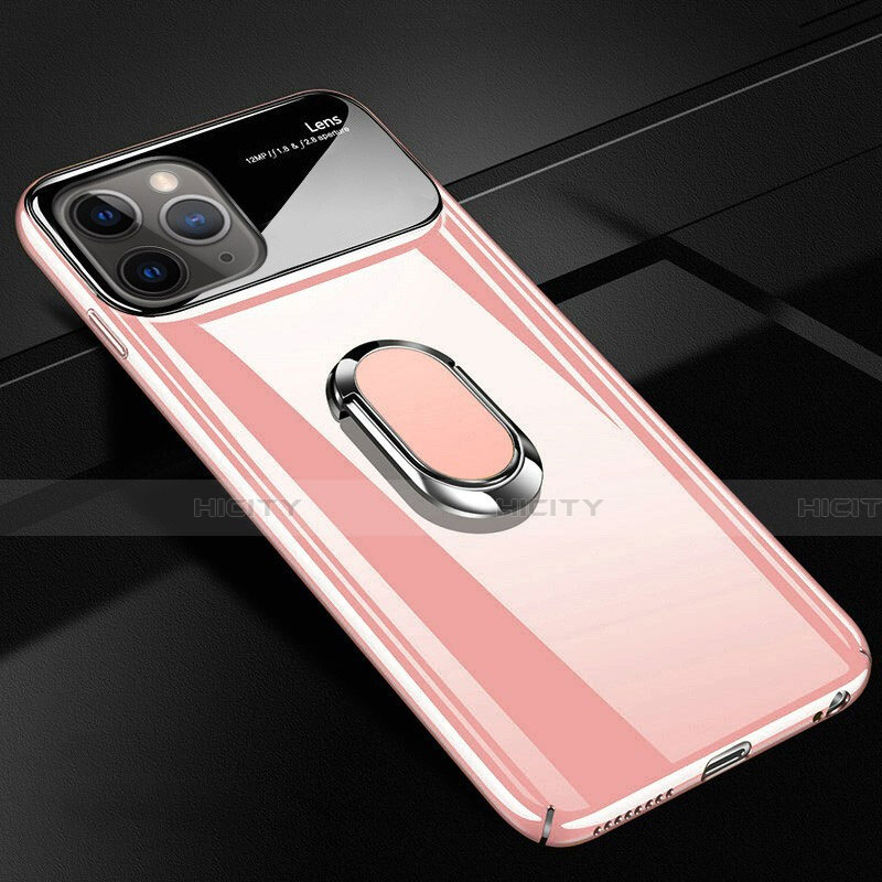 Custodia Plastica Rigida Cover Opaca con Magnetico Anello Supporto P01 per Apple iPhone 11 Pro Max Oro Rosa