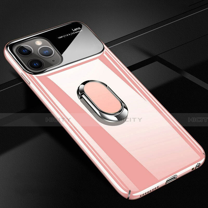 Custodia Plastica Rigida Cover Opaca con Magnetico Anello Supporto P01 per Apple iPhone 11 Pro Oro Rosa