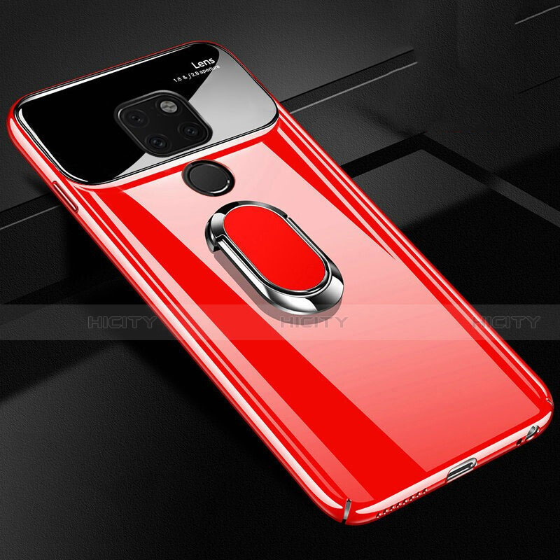 Custodia Plastica Rigida Cover Opaca con Magnetico Anello Supporto P01 per Huawei Mate 20 X 5G Rosso