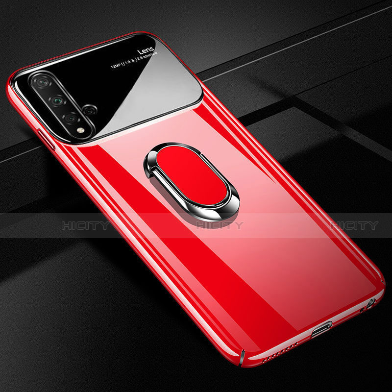 Custodia Plastica Rigida Cover Opaca con Magnetico Anello Supporto P01 per Huawei Nova 5 Pro Rosso