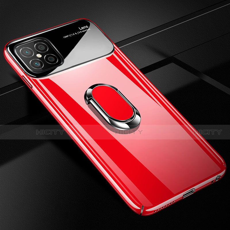 Custodia Plastica Rigida Cover Opaca con Magnetico Anello Supporto P01 per Huawei Nova 8 SE 5G Rosso