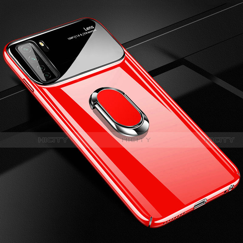 Custodia Plastica Rigida Cover Opaca con Magnetico Anello Supporto P01 per Huawei P40 Lite 5G Rosso