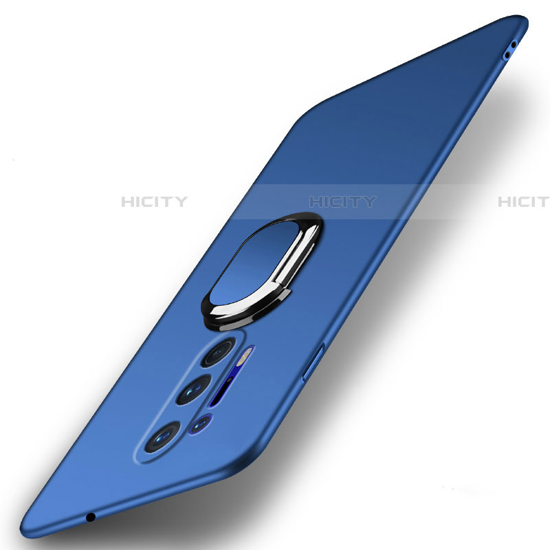Custodia Plastica Rigida Cover Opaca con Magnetico Anello Supporto P01 per OnePlus 8 Pro Blu