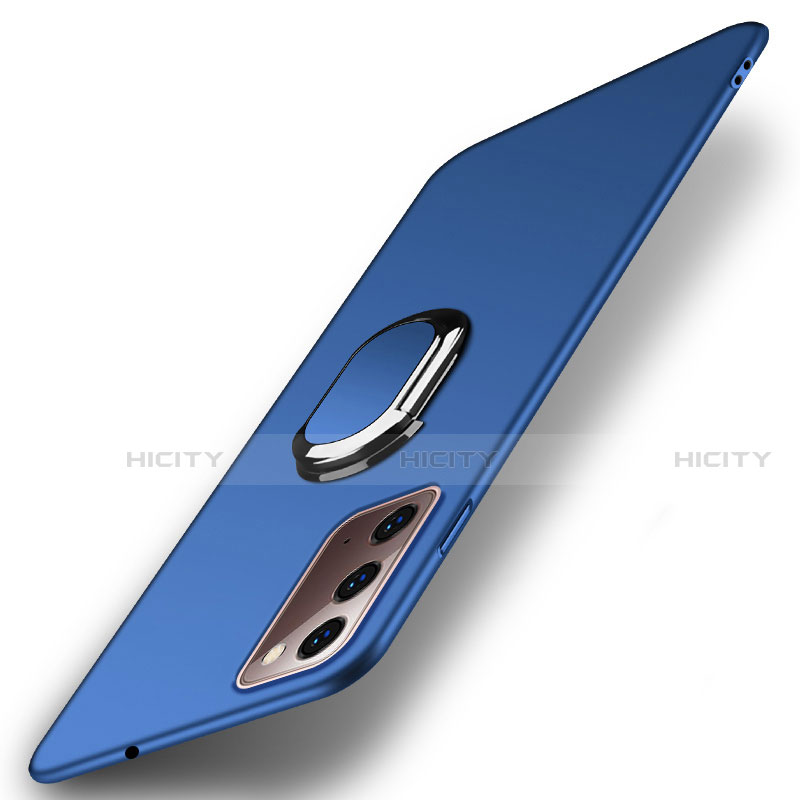 Custodia Plastica Rigida Cover Opaca con Magnetico Anello Supporto P01 per Samsung Galaxy Note 20 5G Blu