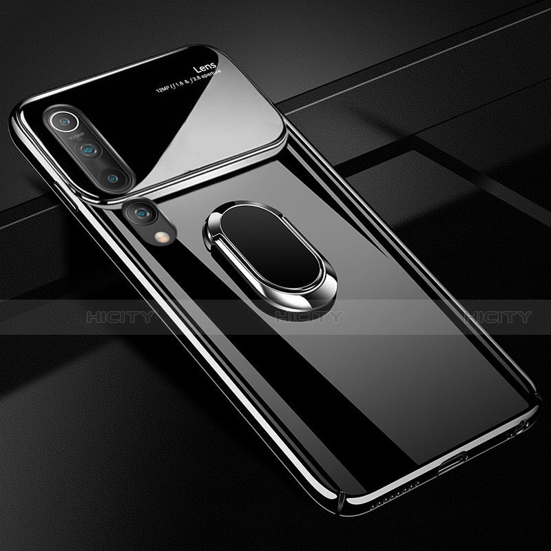 Custodia Plastica Rigida Cover Opaca con Magnetico Anello Supporto P01 per Xiaomi Mi 10 Nero