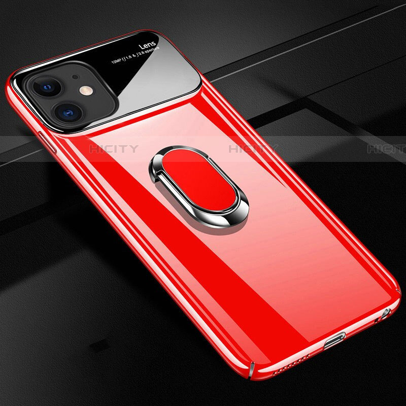 Custodia Plastica Rigida Cover Opaca con Magnetico Anello Supporto P02 per Apple iPhone 11 Rosso