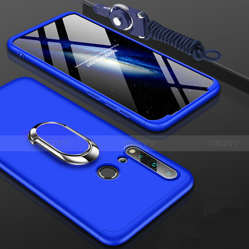 Custodia Plastica Rigida Cover Opaca con Magnetico Anello Supporto P02 per Huawei Nova 5i Blu