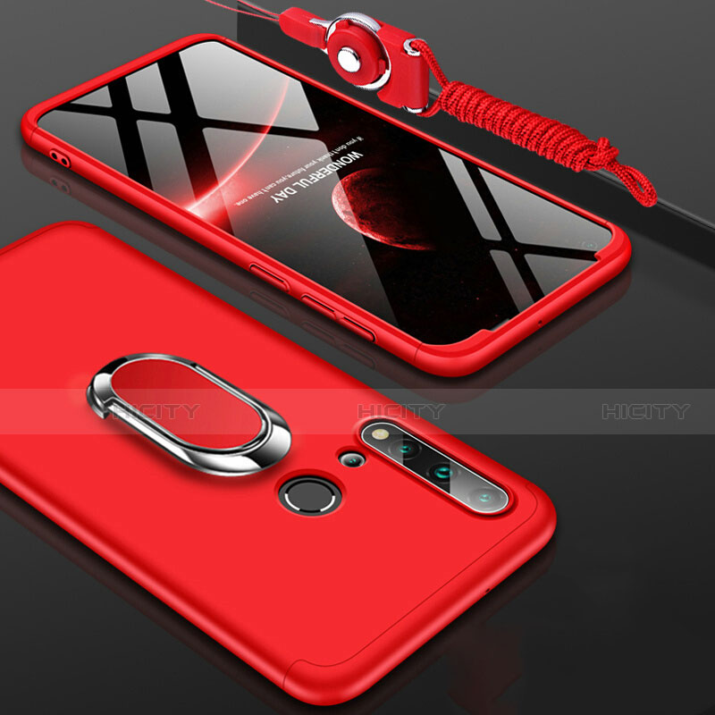 Custodia Plastica Rigida Cover Opaca con Magnetico Anello Supporto P02 per Huawei Nova 5i Rosso