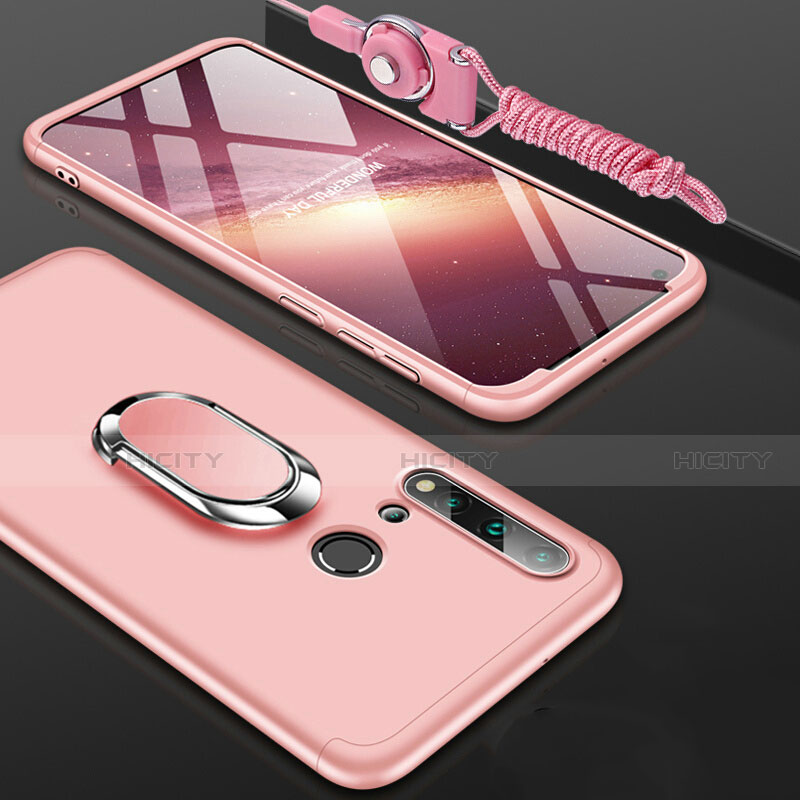 Custodia Plastica Rigida Cover Opaca con Magnetico Anello Supporto P02 per Huawei P20 Lite (2019) Oro Rosa