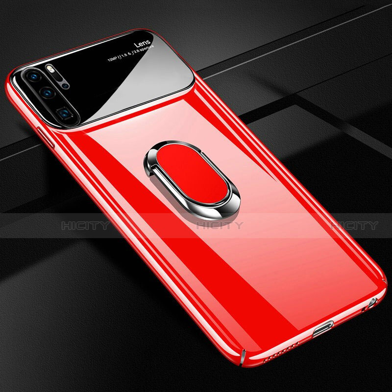 Custodia Plastica Rigida Cover Opaca con Magnetico Anello Supporto P02 per Huawei P30 Pro New Edition Rosso