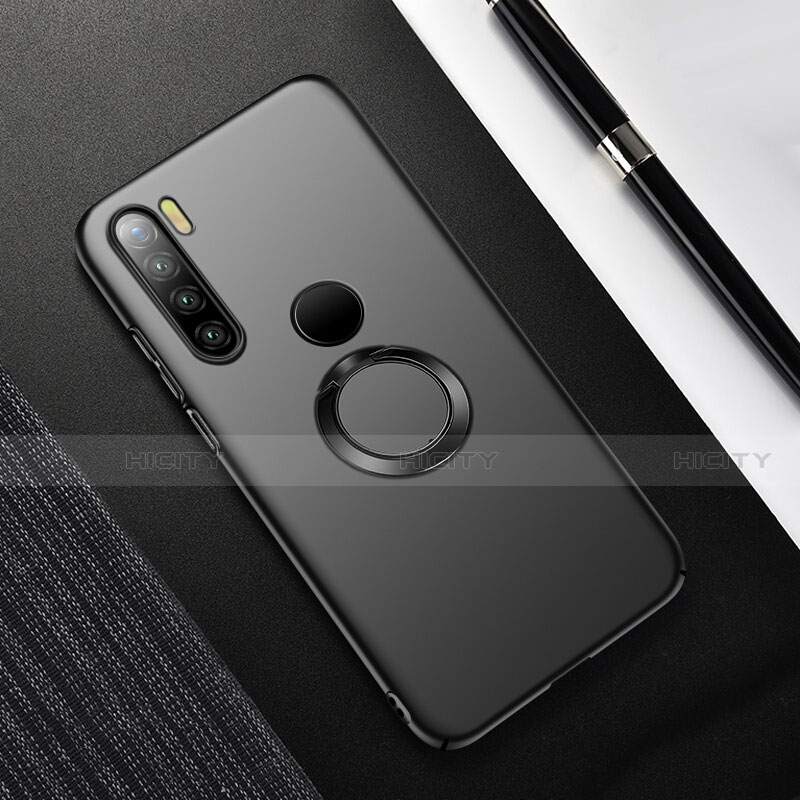Custodia Plastica Rigida Cover Opaca con Magnetico Anello Supporto P02 per Xiaomi Redmi Note 8 (2021) Nero