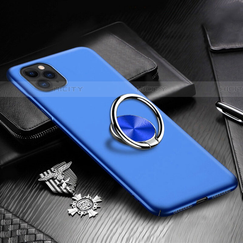 Custodia Plastica Rigida Cover Opaca con Magnetico Anello Supporto P03 per Apple iPhone 11 Pro Max Blu