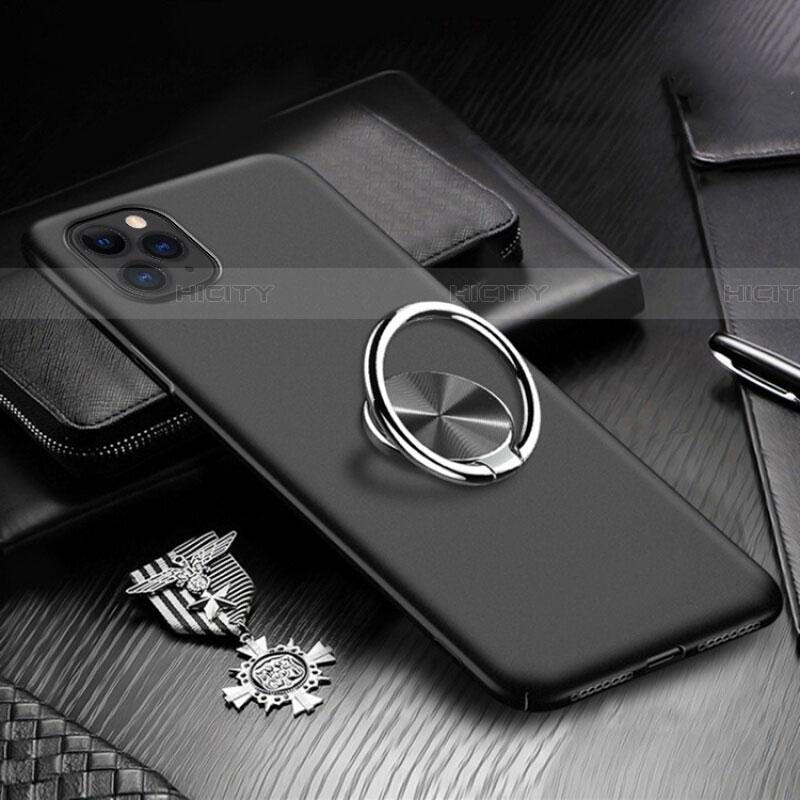 Custodia Plastica Rigida Cover Opaca con Magnetico Anello Supporto P03 per Apple iPhone 11 Pro Max Nero