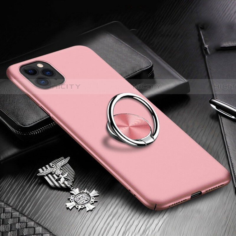 Custodia Plastica Rigida Cover Opaca con Magnetico Anello Supporto P03 per Apple iPhone 11 Pro Max Oro Rosa