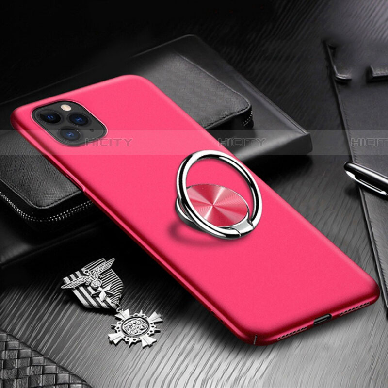 Custodia Plastica Rigida Cover Opaca con Magnetico Anello Supporto P03 per Apple iPhone 11 Pro Max Rosso