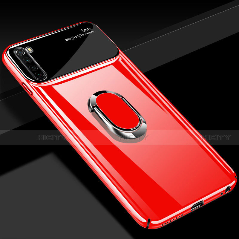 Custodia Plastica Rigida Cover Opaca con Magnetico Anello Supporto P03 per Xiaomi Redmi Note 8 Rosso