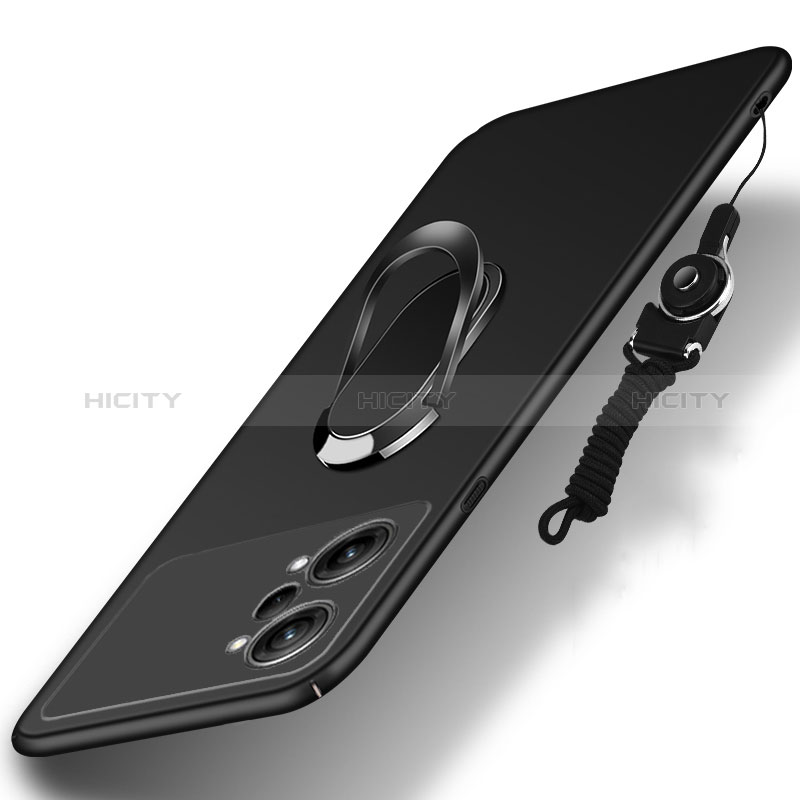 Custodia Plastica Rigida Cover Opaca con Magnetico Anello Supporto per Oppo K10 Pro 5G Nero