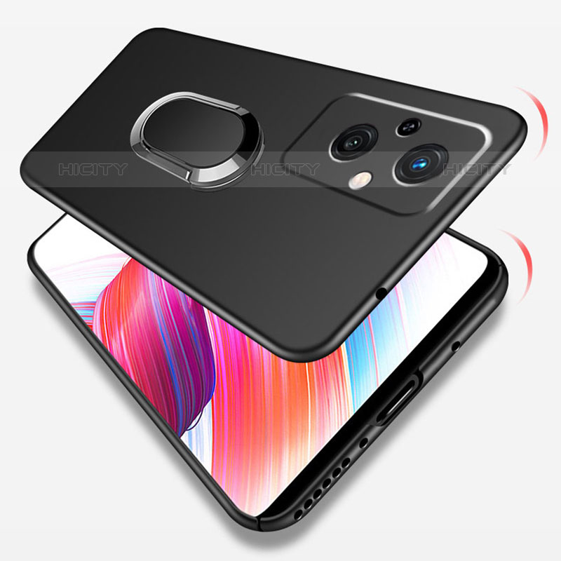 Custodia Plastica Rigida Cover Opaca con Magnetico Anello Supporto per Oppo Reno8 Lite 5G