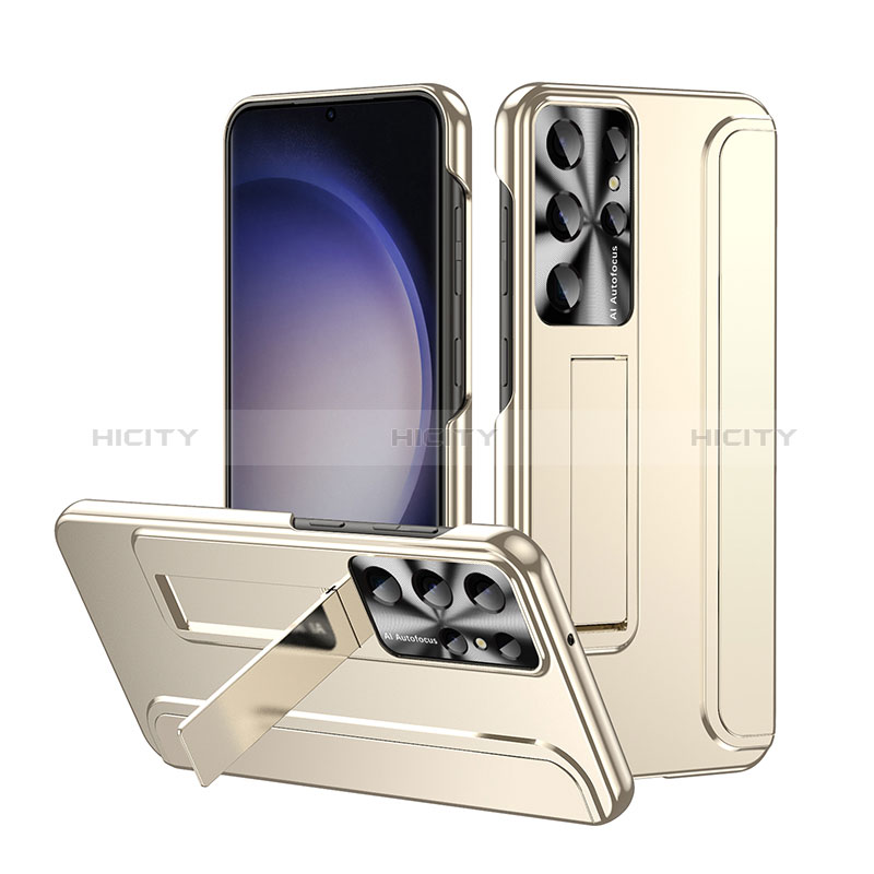 Custodia Plastica Rigida Cover Opaca con Supporto ZL2 per Samsung Galaxy S22 Ultra 5G Oro