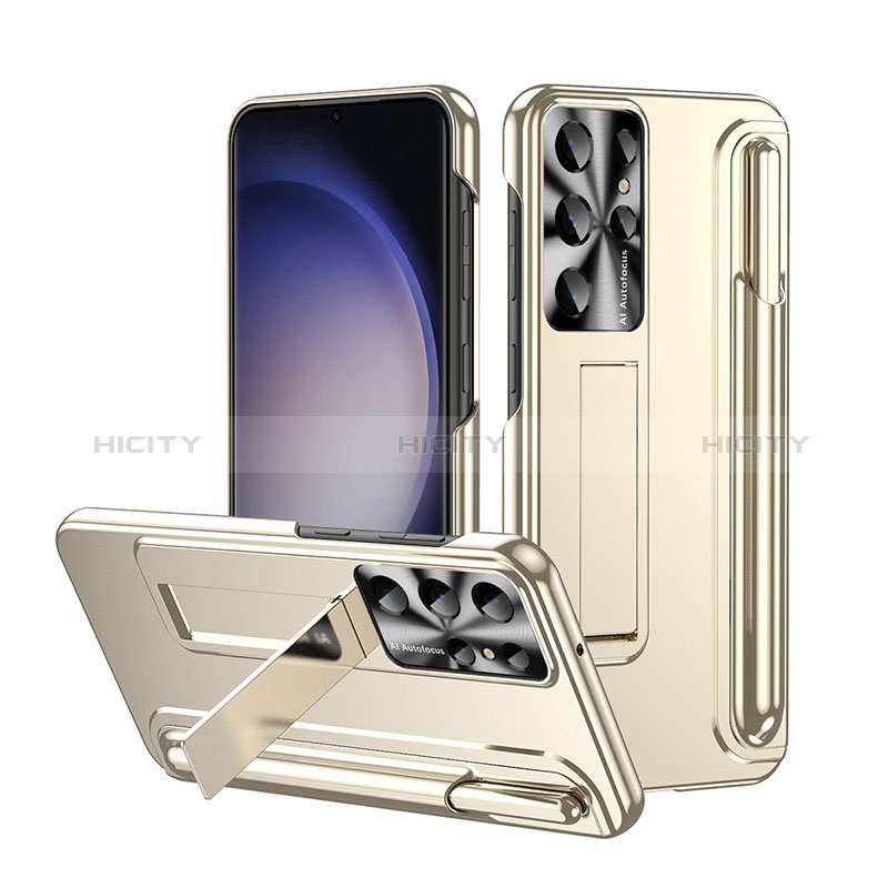Custodia Plastica Rigida Cover Opaca con Supporto ZL3 per Samsung Galaxy S22 Ultra 5G Oro