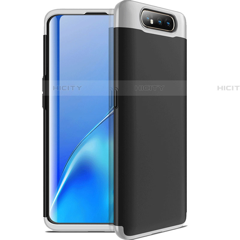 Custodia Plastica Rigida Cover Opaca Fronte e Retro 360 Gradi C01 per Samsung Galaxy A80 Argento e Nero