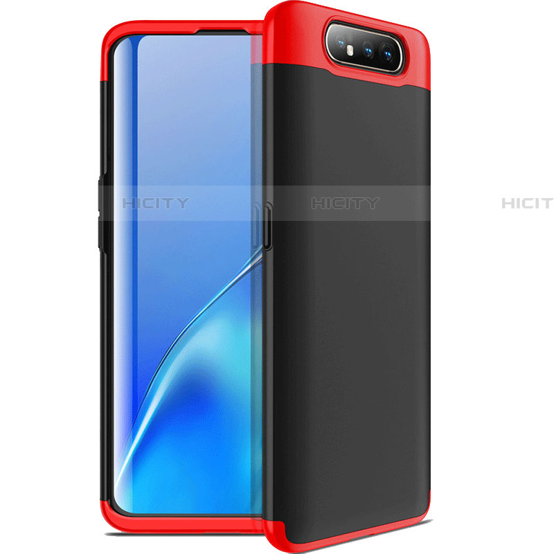 Custodia Plastica Rigida Cover Opaca Fronte e Retro 360 Gradi C01 per Samsung Galaxy A80 Rosso e Nero