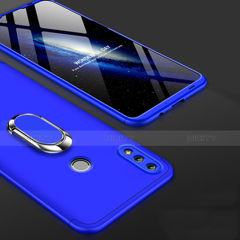 Custodia Plastica Rigida Cover Opaca Fronte e Retro 360 Gradi con Anello Supporto per Huawei Honor 10 Lite Blu
