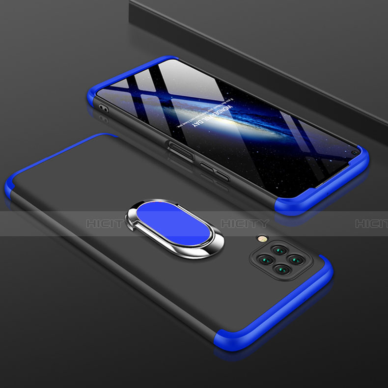 Custodia Plastica Rigida Cover Opaca Fronte e Retro 360 Gradi con Anello Supporto per Huawei Nova 7i Blu e Nero