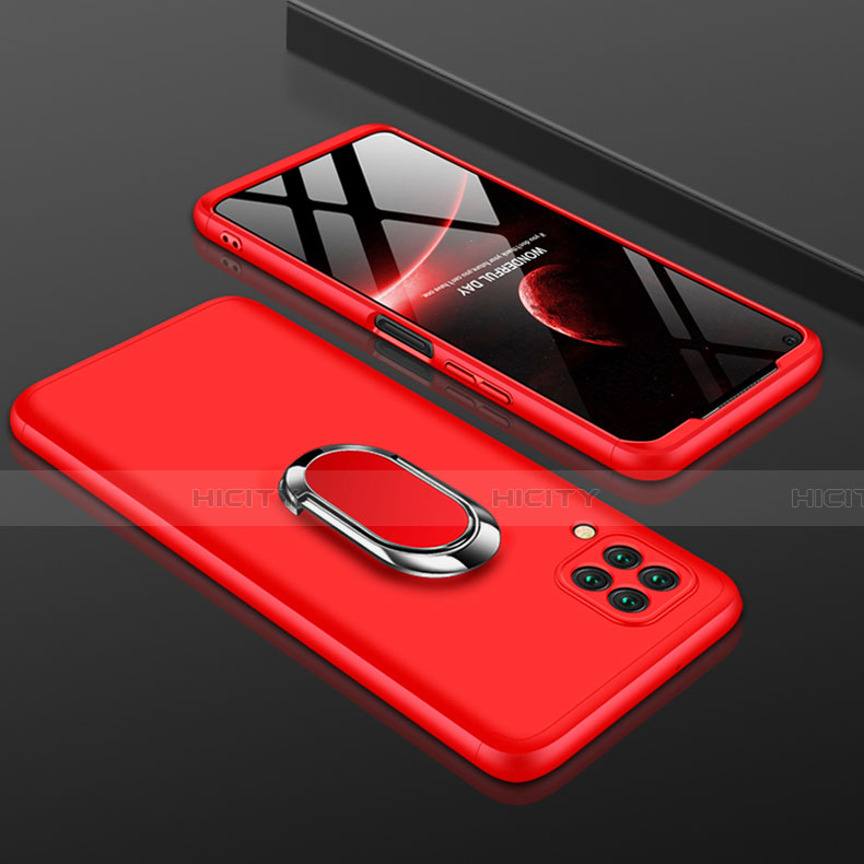 Custodia Plastica Rigida Cover Opaca Fronte e Retro 360 Gradi con Anello Supporto per Huawei Nova 7i Rosso
