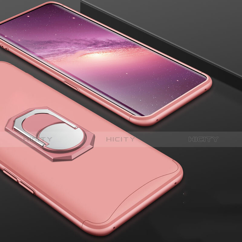 Custodia Plastica Rigida Cover Opaca Fronte e Retro 360 Gradi con Anello Supporto per Oppo Find X Super Flash Edition Oro Rosa