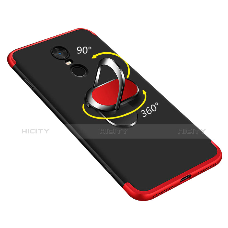 Custodia Plastica Rigida Cover Opaca Fronte e Retro 360 Gradi con Anello Supporto per Xiaomi Redmi Note 5 Indian Version