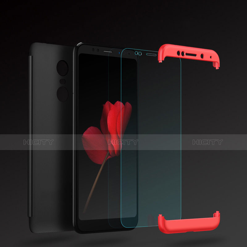 Custodia Plastica Rigida Cover Opaca Fronte e Retro 360 Gradi con Anello Supporto per Xiaomi Redmi Note 5 Indian Version