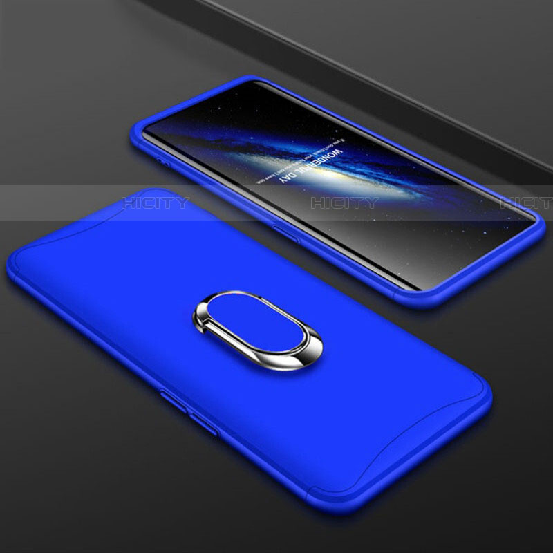 Custodia Plastica Rigida Cover Opaca Fronte e Retro 360 Gradi con Anello Supporto S01 per Oppo Find X