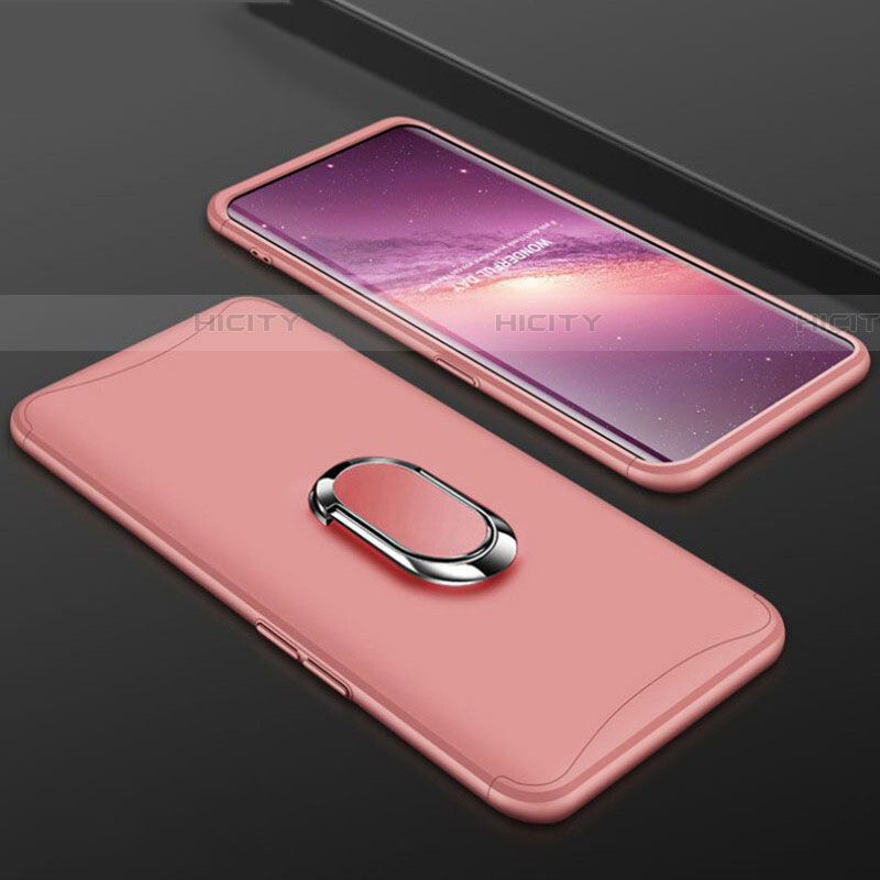 Custodia Plastica Rigida Cover Opaca Fronte e Retro 360 Gradi con Anello Supporto S01 per Oppo Find X Super Flash Edition