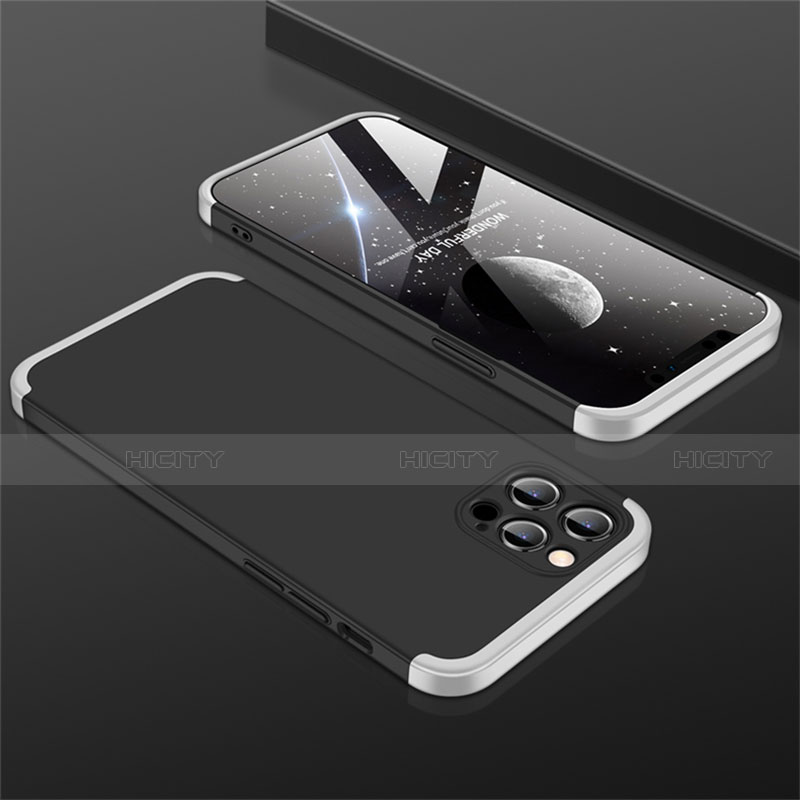 Custodia Plastica Rigida Cover Opaca Fronte e Retro 360 Gradi M01 per Apple iPhone 12 Pro Argento e Nero