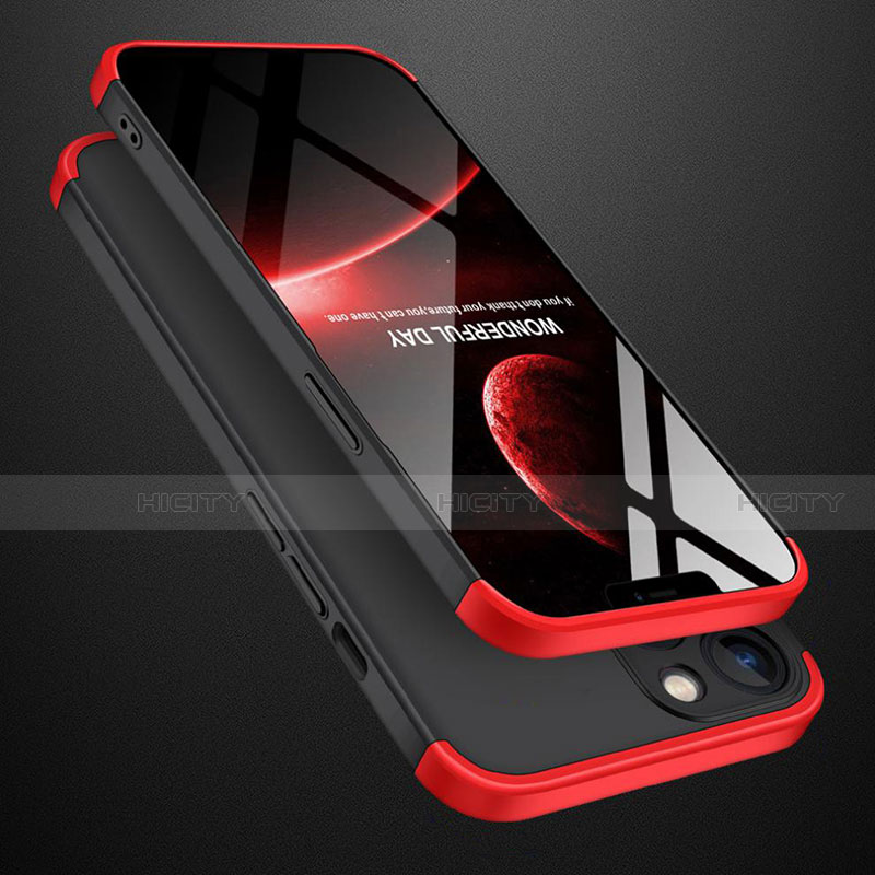 Custodia Plastica Rigida Cover Opaca Fronte e Retro 360 Gradi M01 per Apple iPhone 13 Rosso e Nero