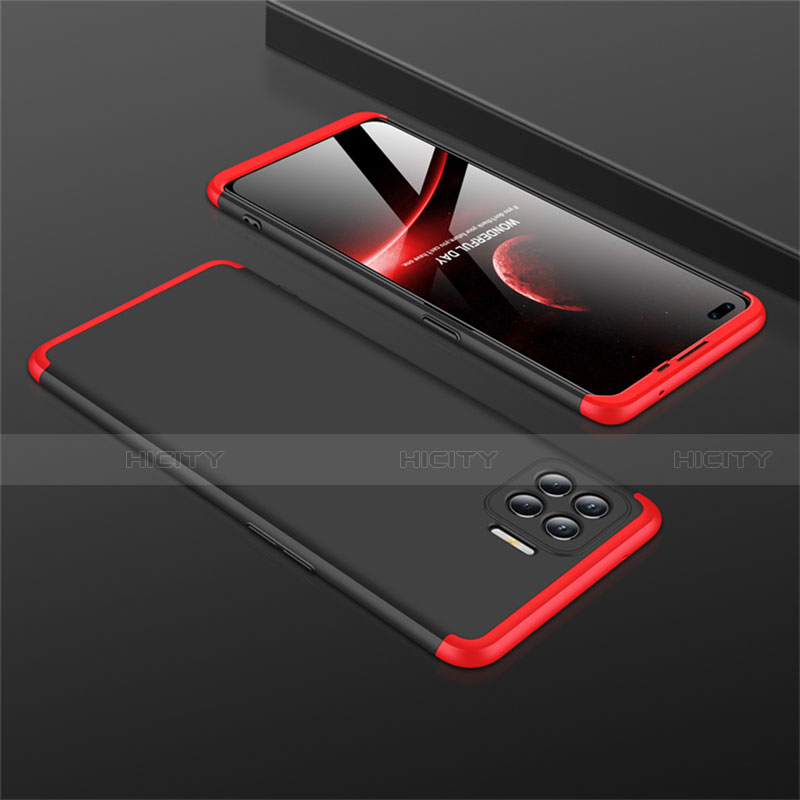 Custodia Plastica Rigida Cover Opaca Fronte e Retro 360 Gradi M01 per Oppo A93 Rosso e Nero