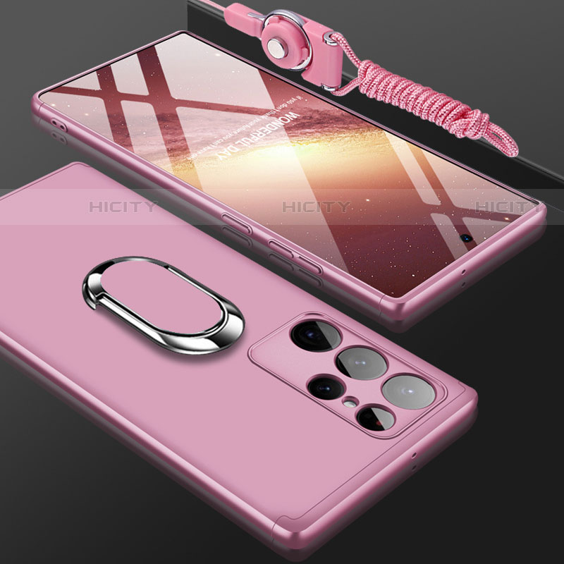 Custodia Plastica Rigida Cover Opaca Fronte e Retro 360 Gradi M01 per Samsung Galaxy S23 Ultra 5G Oro Rosa