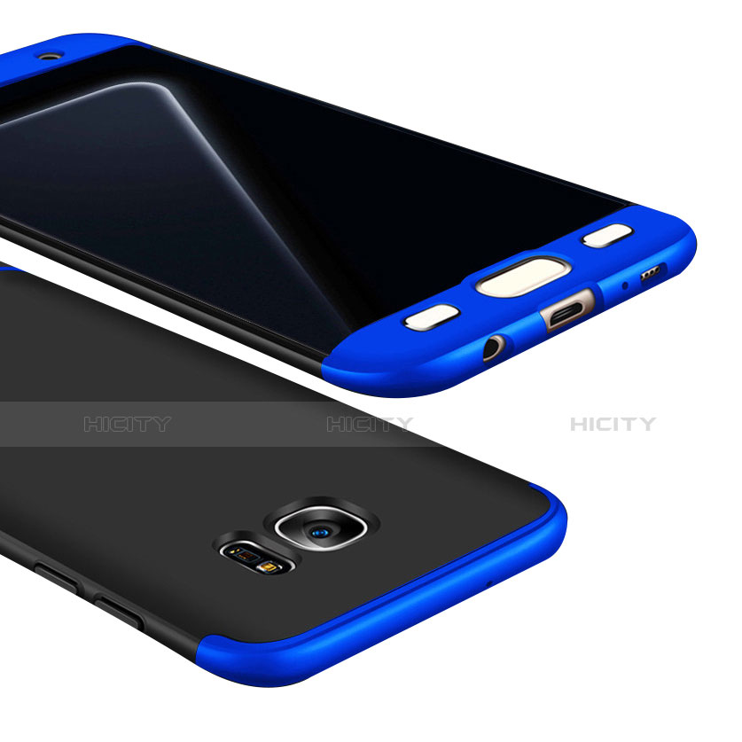 Custodia Plastica Rigida Cover Opaca Fronte e Retro 360 Gradi M01 per Samsung Galaxy S7 Edge G935F Blu e Nero