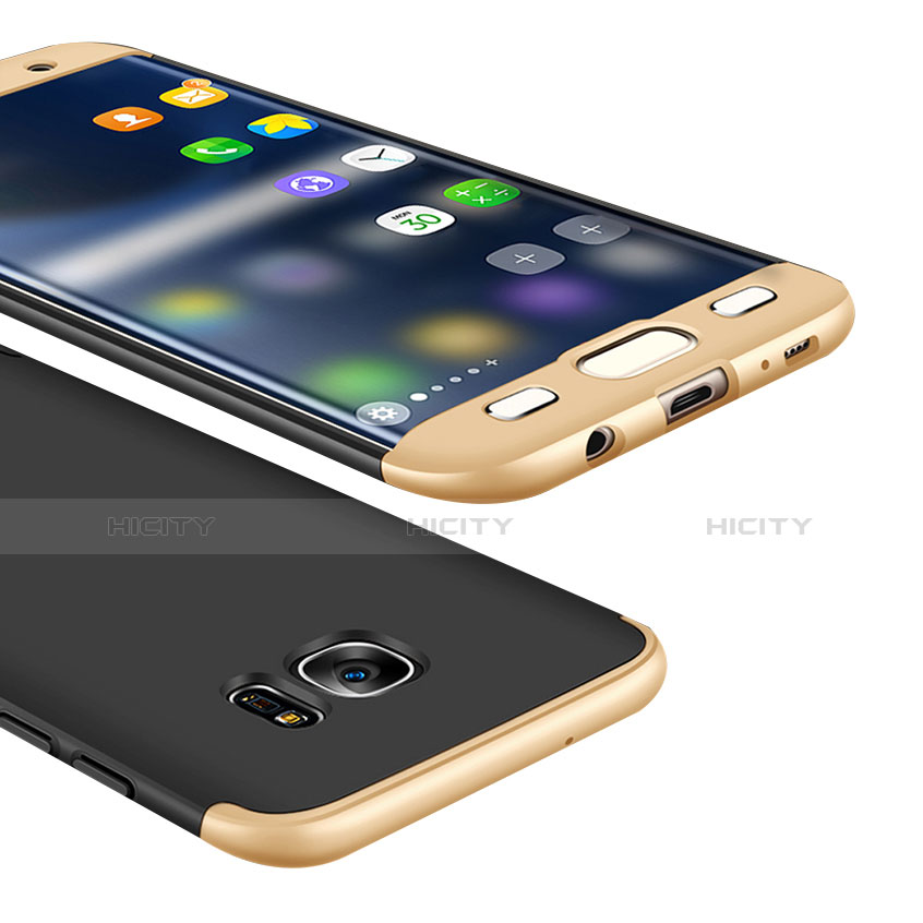 Custodia Plastica Rigida Cover Opaca Fronte e Retro 360 Gradi M01 per Samsung Galaxy S7 Edge G935F Oro e Nero