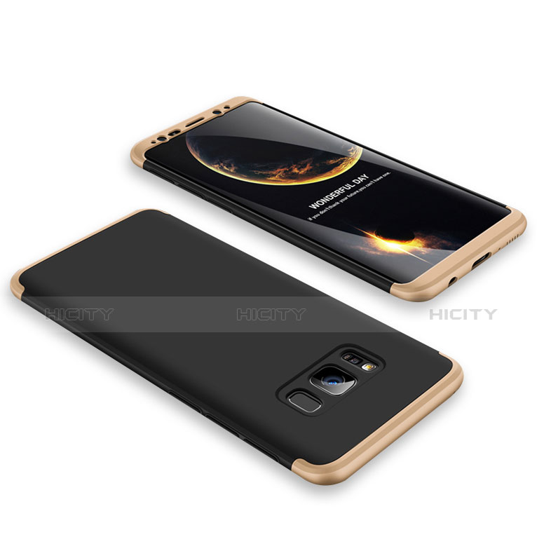 Custodia Plastica Rigida Cover Opaca Fronte e Retro 360 Gradi M01 per Samsung Galaxy S8 Oro e Nero