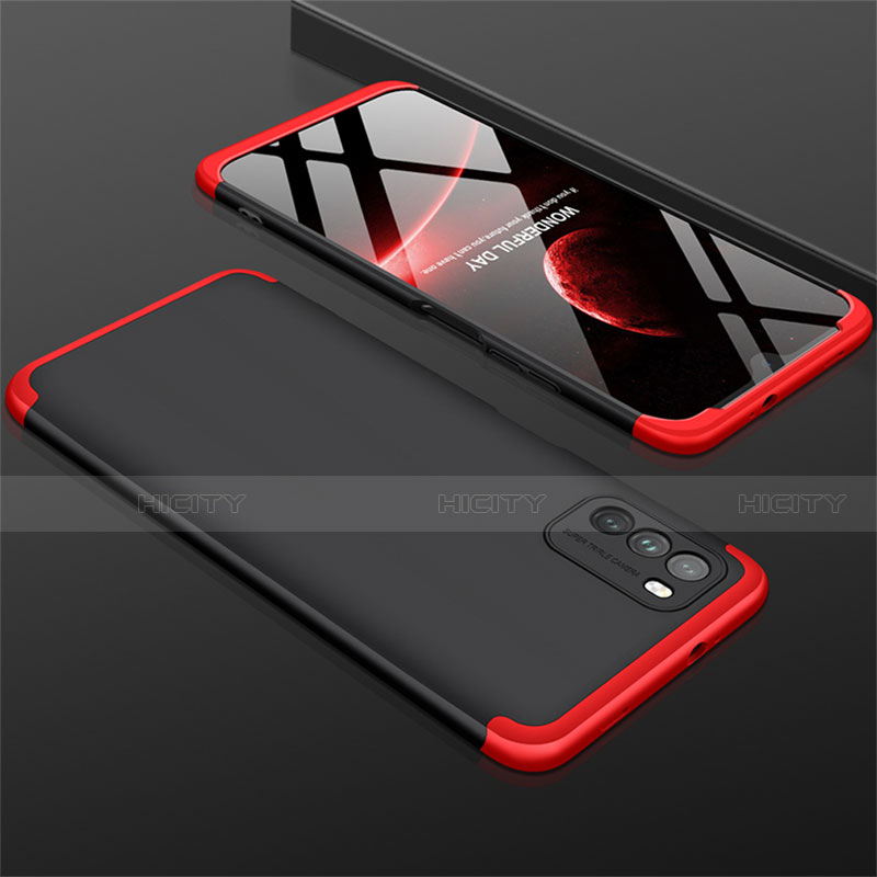 Custodia Plastica Rigida Cover Opaca Fronte e Retro 360 Gradi M01 per Xiaomi Poco M3 Rosso e Nero