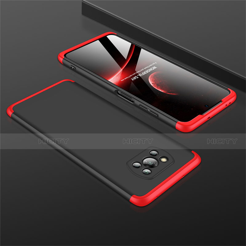 Custodia Plastica Rigida Cover Opaca Fronte e Retro 360 Gradi M01 per Xiaomi Poco X3 Pro Rosso e Nero