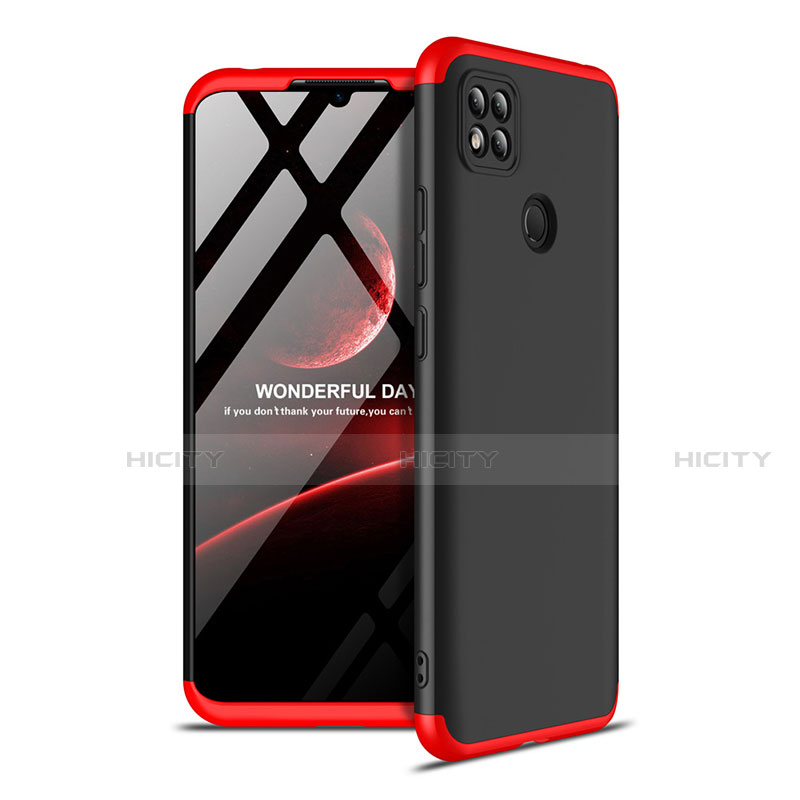 Custodia Plastica Rigida Cover Opaca Fronte e Retro 360 Gradi M01 per Xiaomi Redmi 9C NFC Rosso e Nero