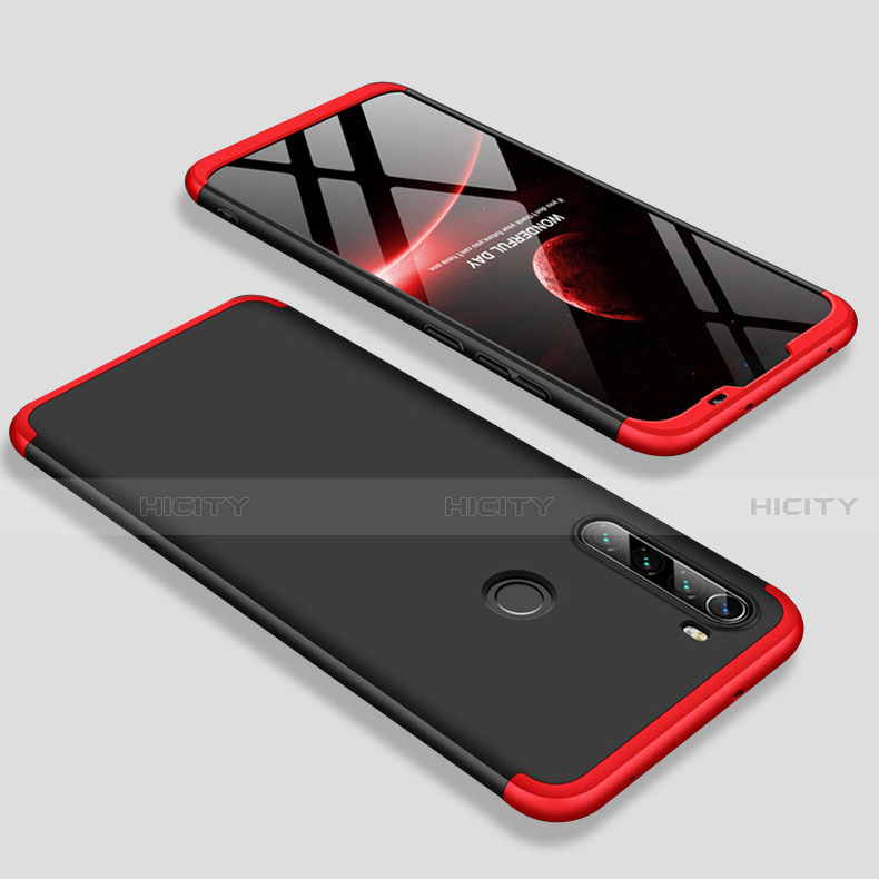 Custodia Plastica Rigida Cover Opaca Fronte e Retro 360 Gradi M01 per Xiaomi Redmi Note 8 Rosso e Nero