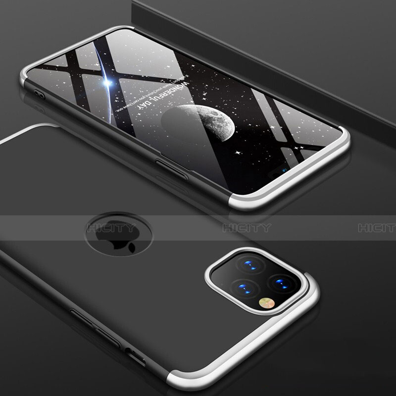 Custodia Plastica Rigida Cover Opaca Fronte e Retro 360 Gradi P01 per Apple iPhone 11 Pro Argento e Nero