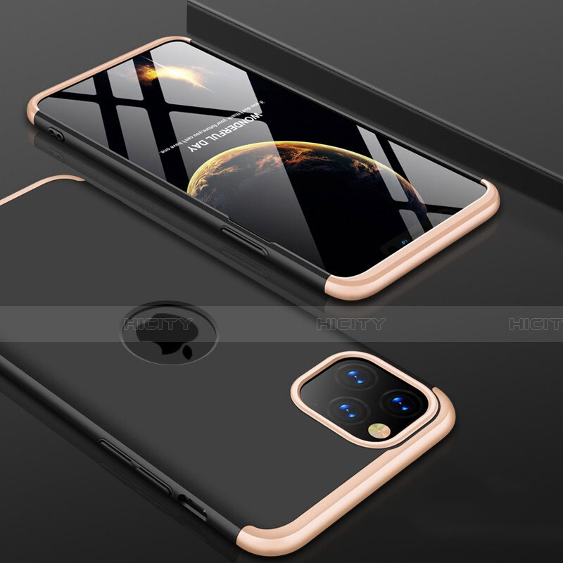 Custodia Plastica Rigida Cover Opaca Fronte e Retro 360 Gradi P01 per Apple iPhone 11 Pro Oro e Nero