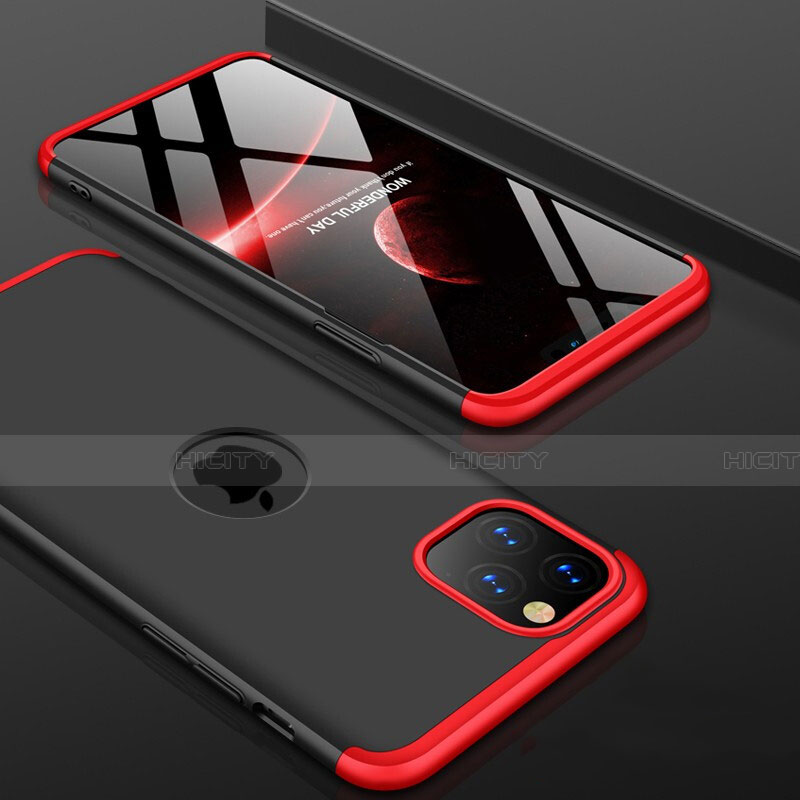 Custodia Plastica Rigida Cover Opaca Fronte e Retro 360 Gradi P01 per Apple iPhone 11 Pro Rosso e Nero