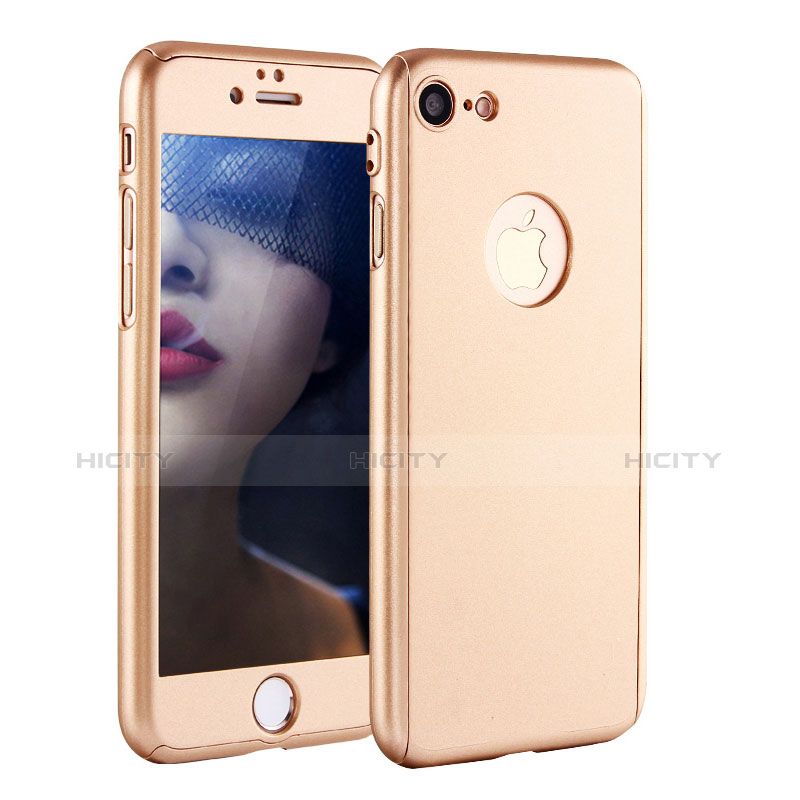 Custodia Plastica Rigida Cover Opaca Fronte e Retro 360 Gradi P01 per Apple iPhone 7 Oro